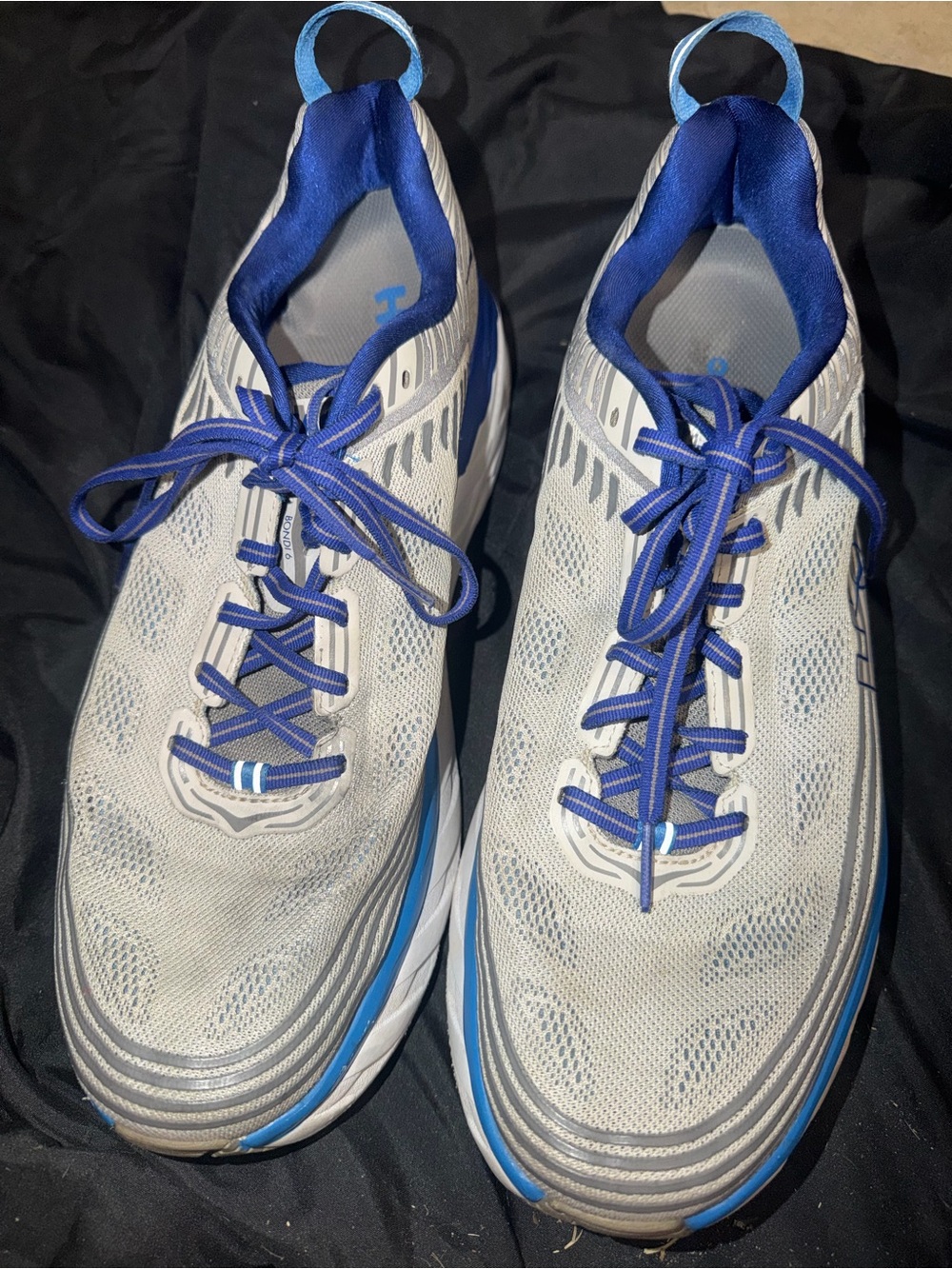 HOKA Men's Low Top Athletic Sneakers Gray/Blue/White Lace-Up running size 12